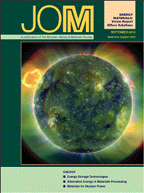 September 2010 Cover:   This issue of JOM shines a white hot light on the Earth’s energy needs and materials solutions, so what better cover image than the ultimate energy source: the sun. Shown is a full-disk multiwavelength extreme ultraviolet image of the sun, courtesy of NASA’s Solar Dynamics Observatory (SDO). The SDO was launched in February 2010 to study the sun. The SDO’s extreme ultraviolet variability experiment studies fl uctuations in the sun’s radiant emissions. In this image, reds are relatively cool (about 60,000 K) and blues and greens are hotter (greater than 1 million K). Photo courtesy of NASA/Goddard/SDO AIA Team.    [Click to enlarge]